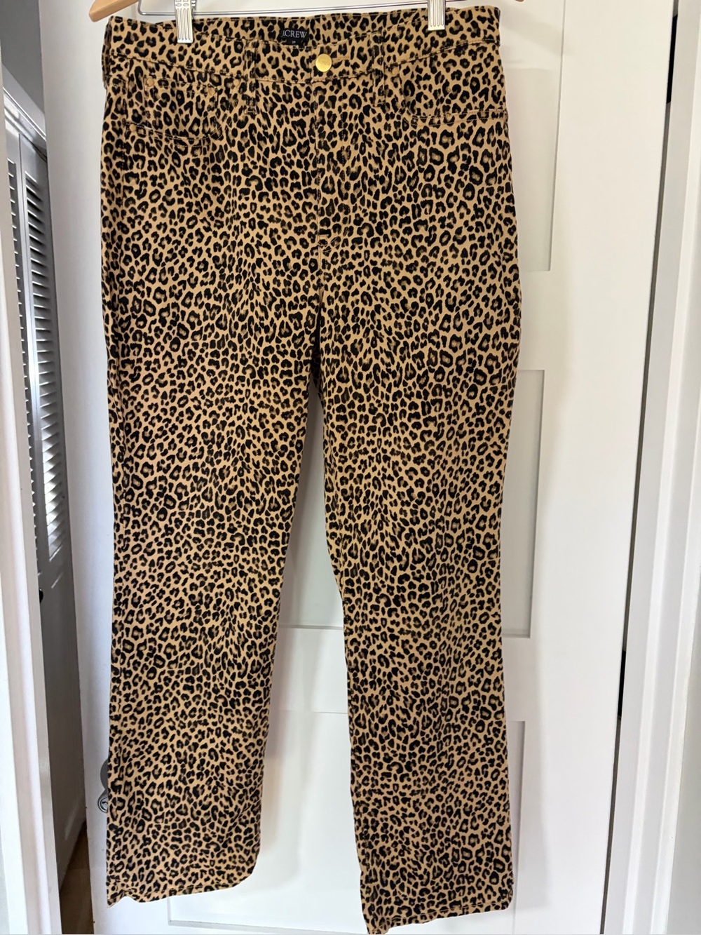 J. Crew stretch Leopard-Print Straight-Leg crop pant